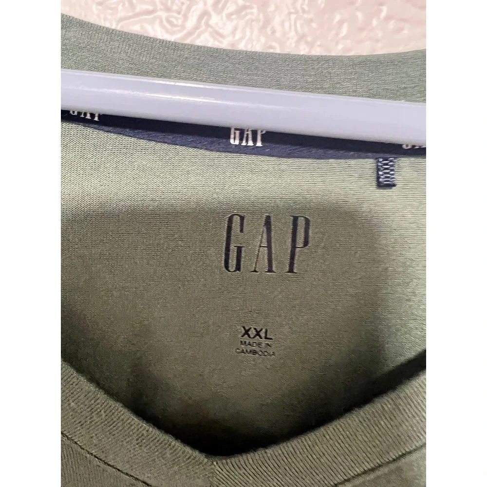 GAP Womens XXL Olive Green V-Neck Short Sleeve Rayon Spandex T-Shirt Basic Tee - Picture 3 of 4